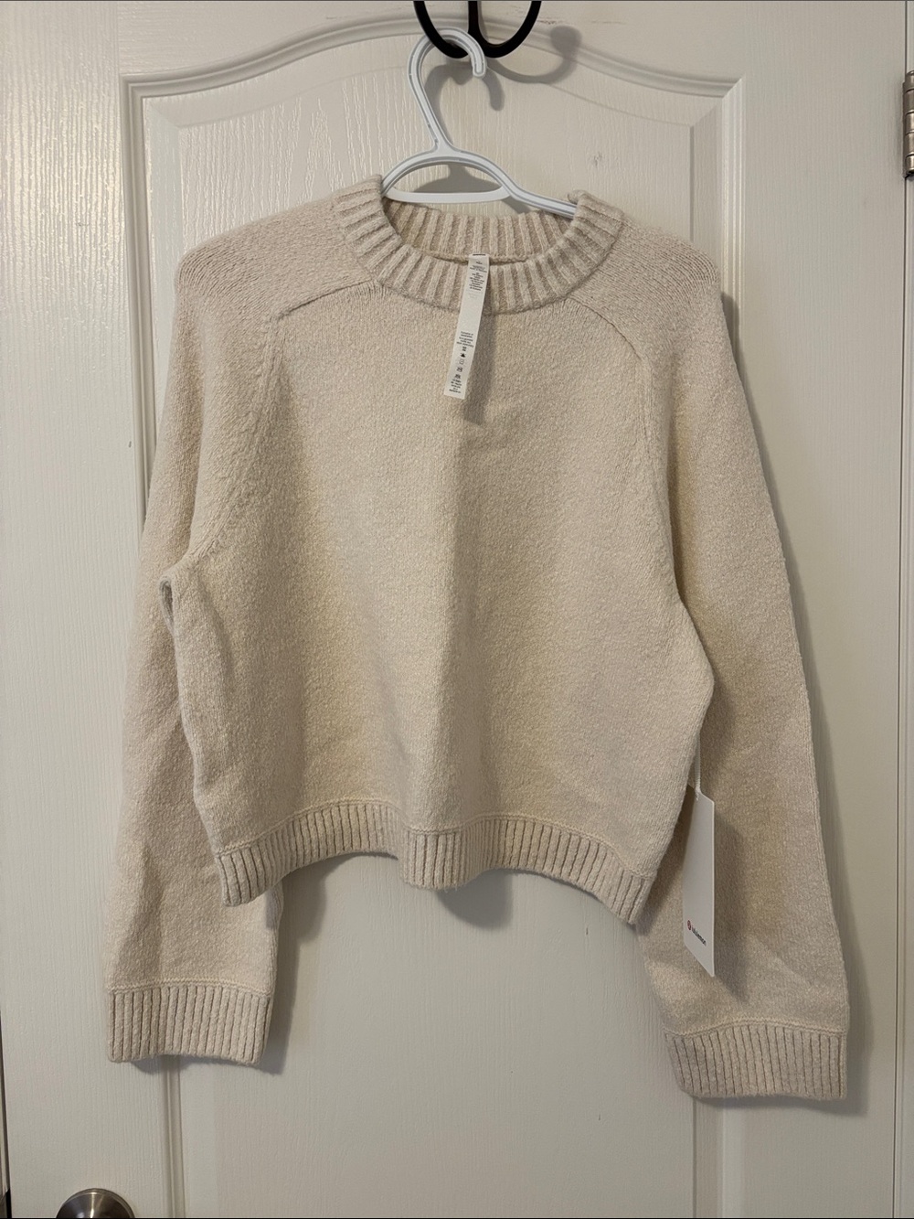 NWT Lululemon Brushed cotton merino cream Crewneck Sweater - Size Small